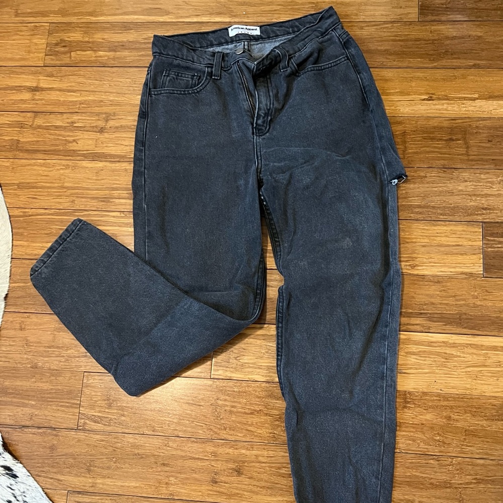American Apparel high waisted grey jeans